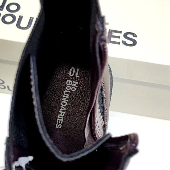 No Boundaries Knit Combat Boots US 10 Burgundy Lace Up Inside Zipper Memory Foam - Picture 5 of 9
